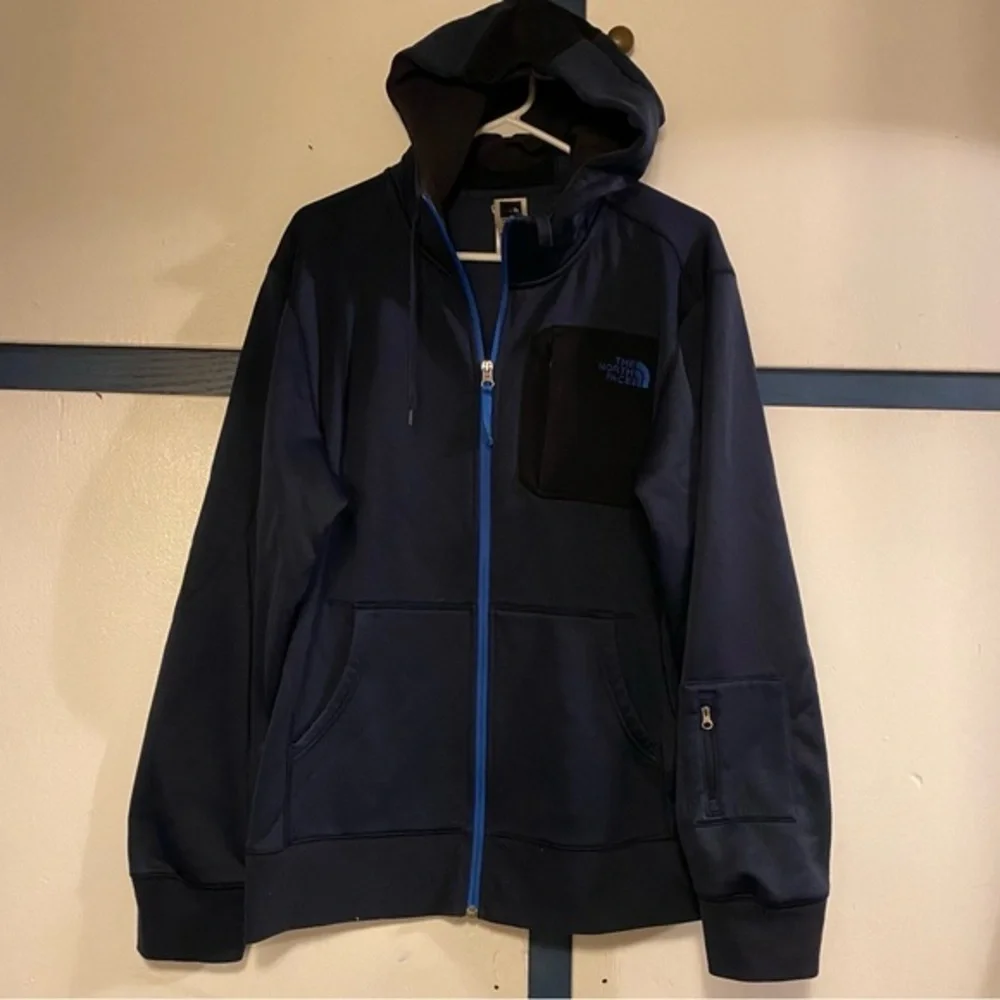The North Face‎ Jacket Mens Size Large Hoodie Blue Full Zip Drawstring Pockets